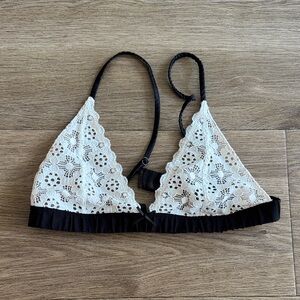 Fleur du Mal Black and White Lace Bra